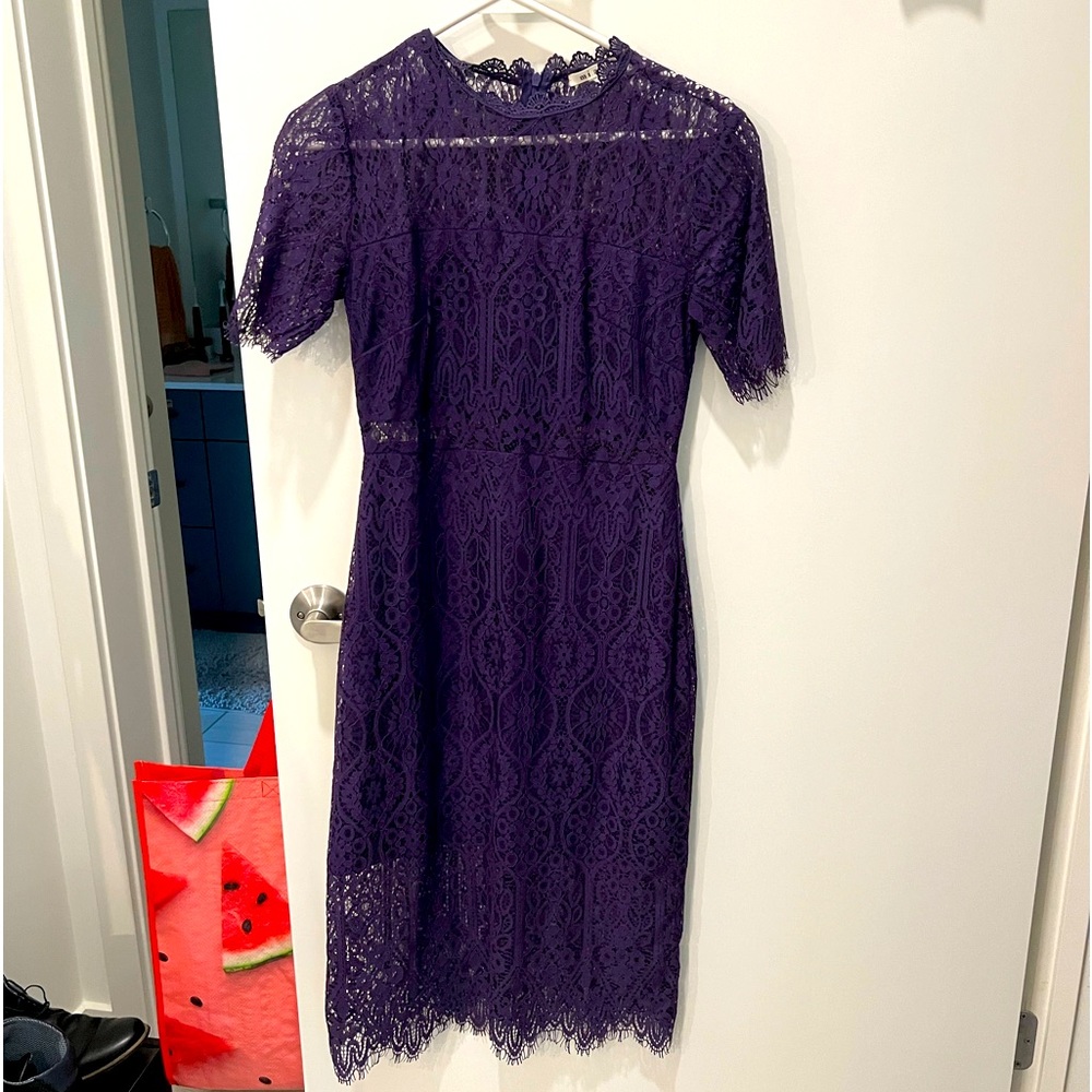 Purple lace dress from Francesca’s. Worn to one wedding